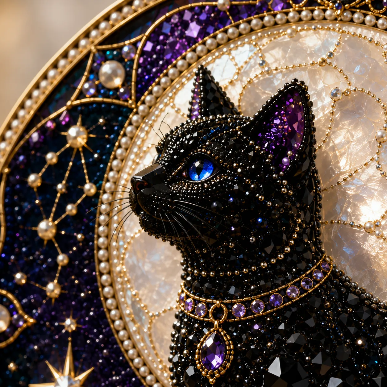 🌙🐈‍⬛ BEST SELLING – ✨ 3D Acrylic Lunar Cat Window Pendant | Bohemian Celestial Home Accent DIY with Decorative Beads