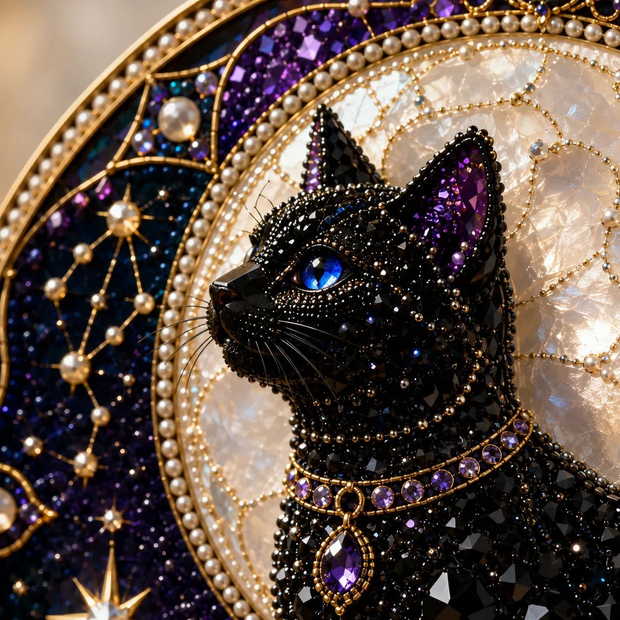 🌙🐈‍⬛ BEST SELLING – ✨ 3D Acrylic Lunar Cat Window Pendant | Bohemian Celestial Home Accent DIY with Decorative Beads