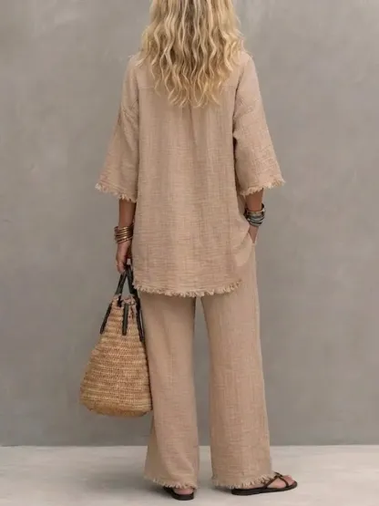 Women's Casual Simple Vintage Cotton-linen Set