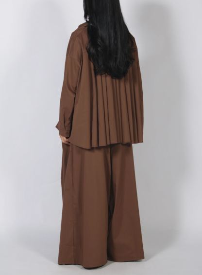 Relaxed Stand Collar Top & Wide Leg Pants Set