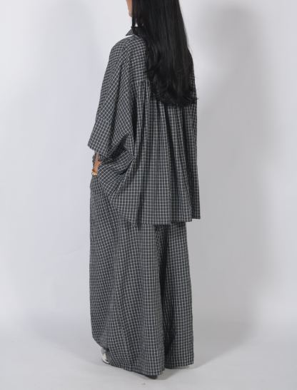 Oversized Plaid Shirt & Wide Leg Pants Set