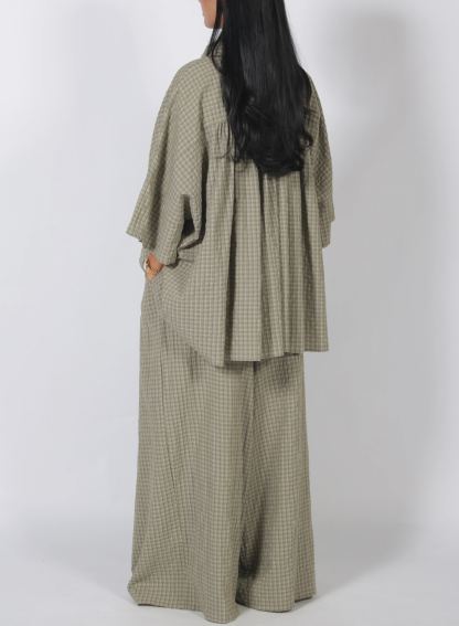 Oversized Plaid Shirt & Wide Leg Pants Set