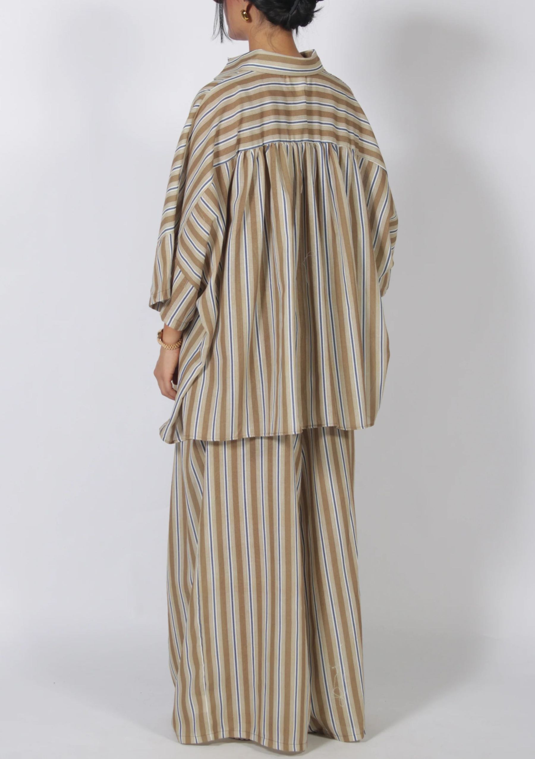 Oversized Striped Shirt & Wide Leg Pants Set