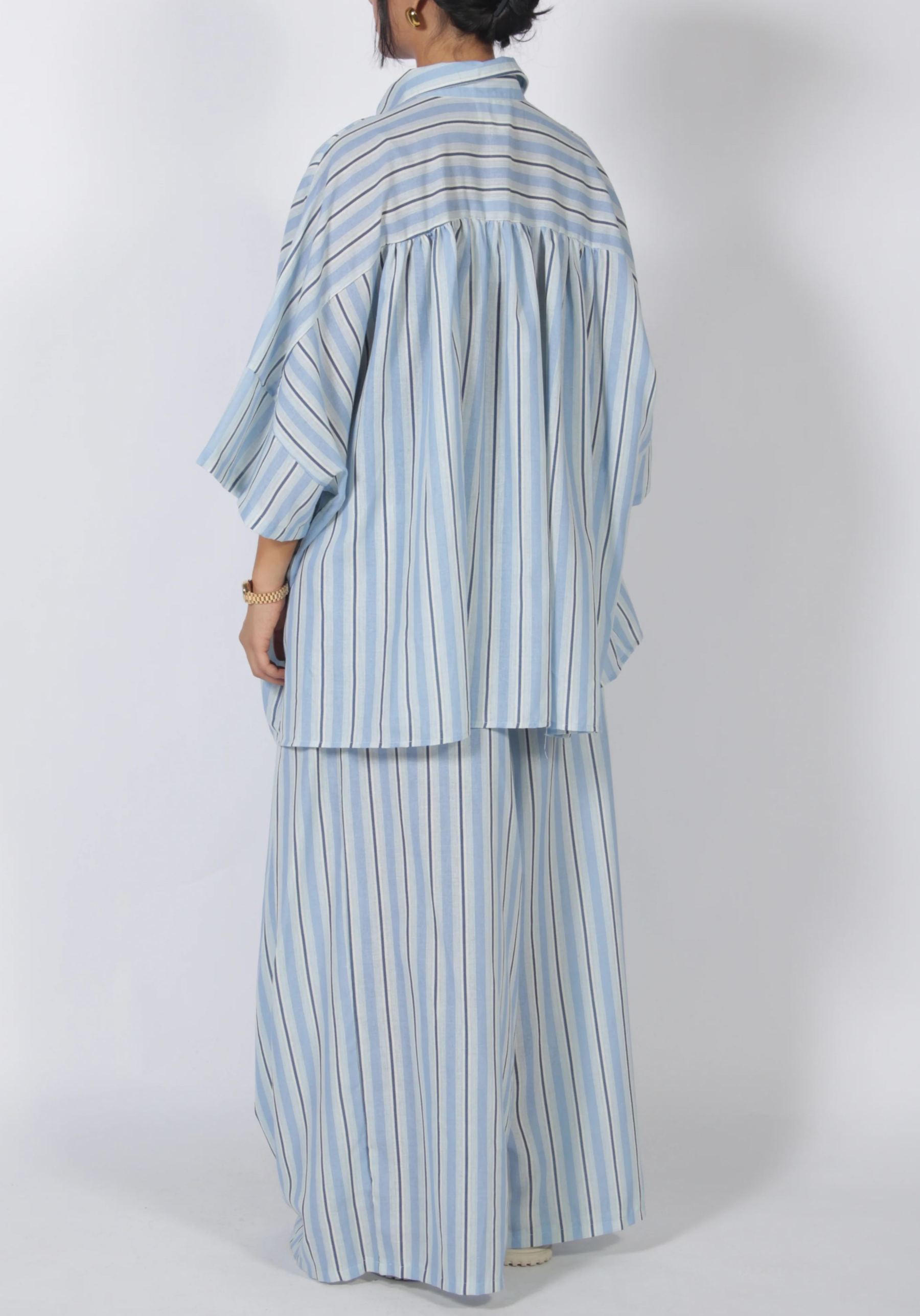 Oversized Striped Shirt & Wide Leg Pants Set