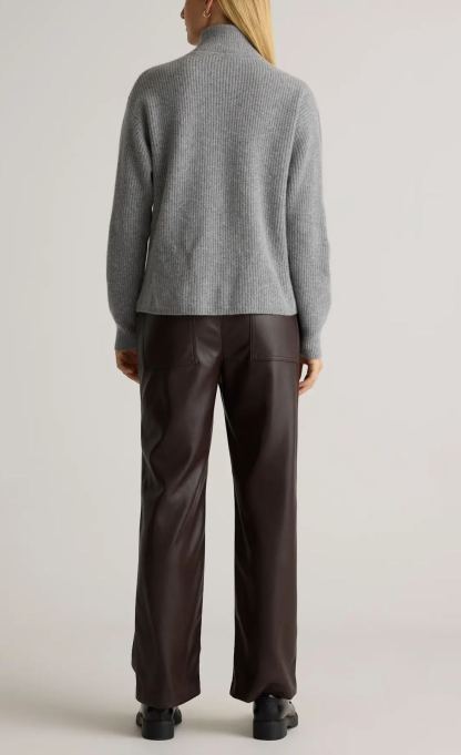 Women's Casual Half-Zip Ribbed Knit Pullover - Chic Mock Neck Knitwear for Work & Weekend