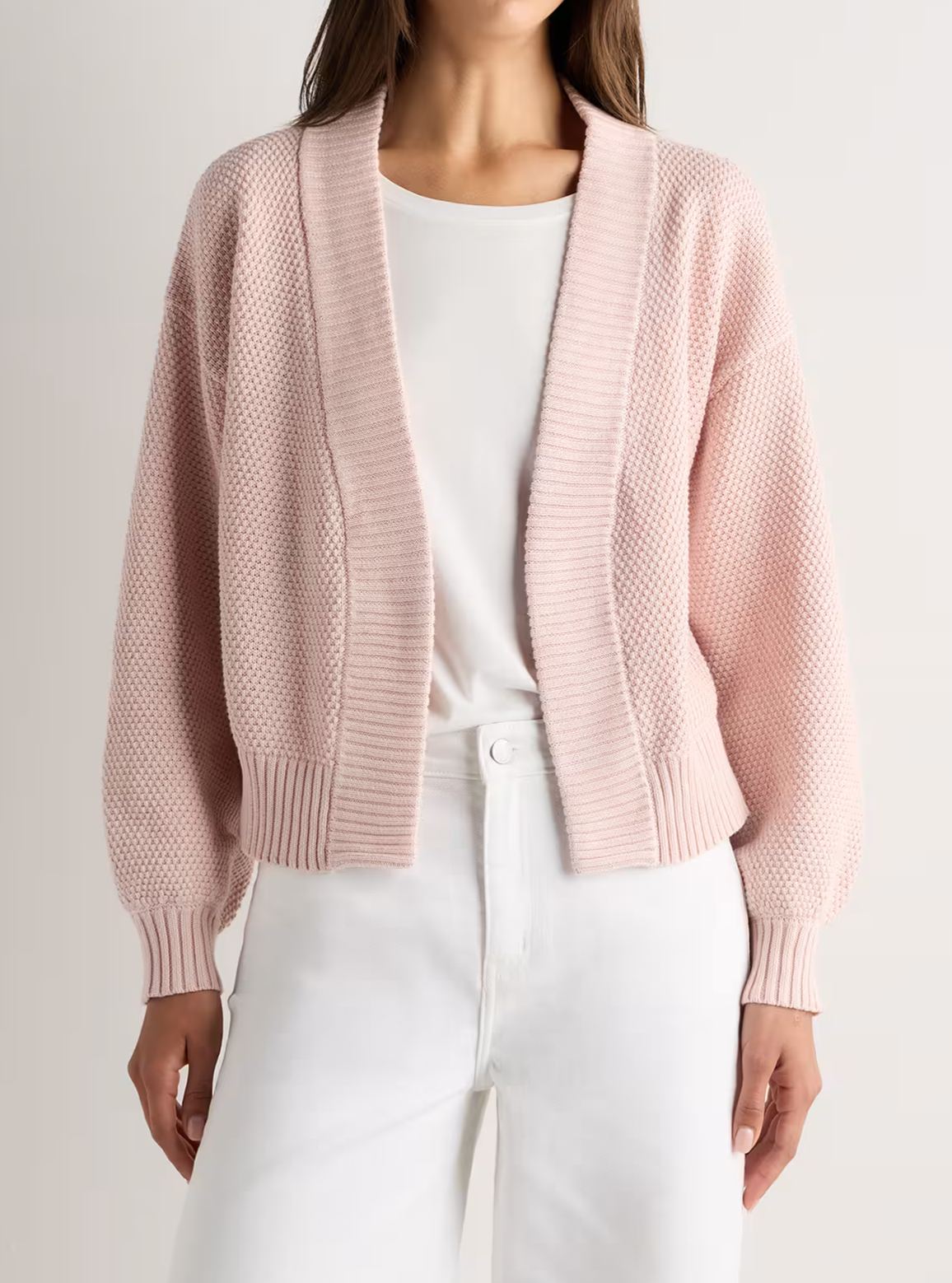 Organic Cotton Waffle Stitch Open Cardigan