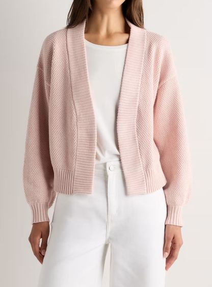 Organic Cotton Waffle Stitch Open Cardigan