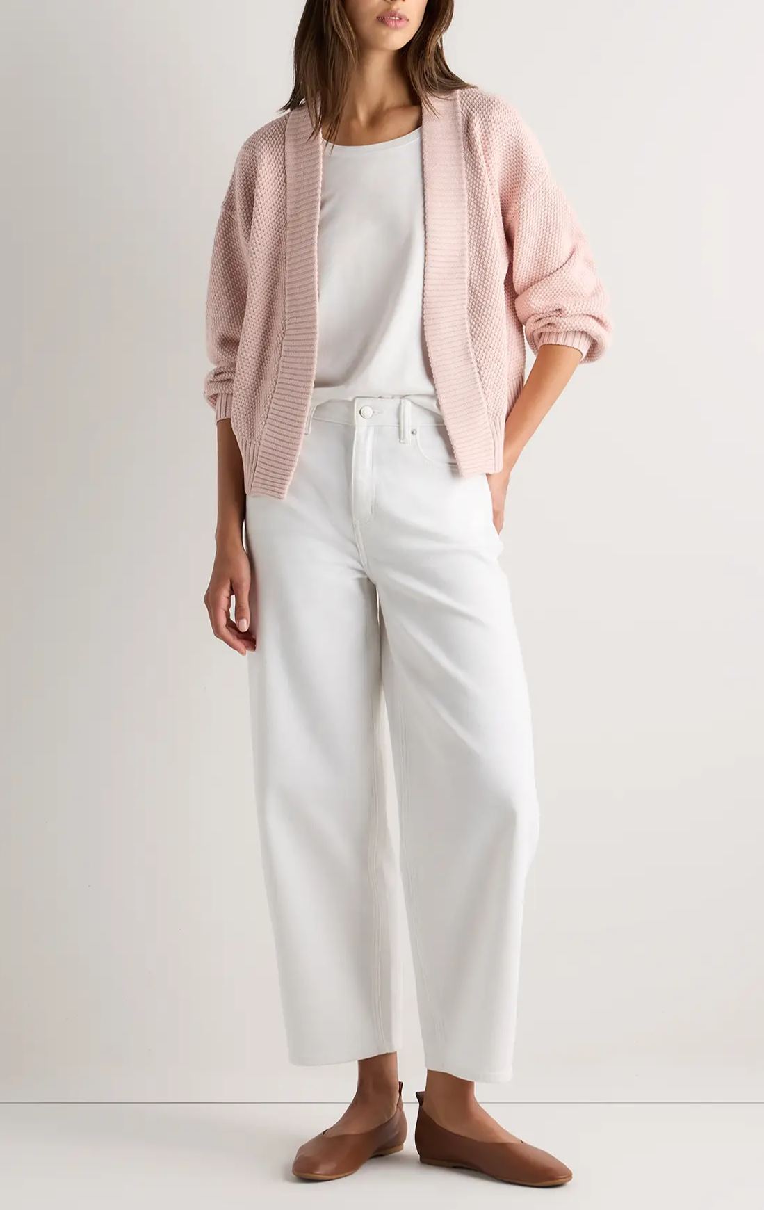 Organic Cotton Waffle Stitch Open Cardigan