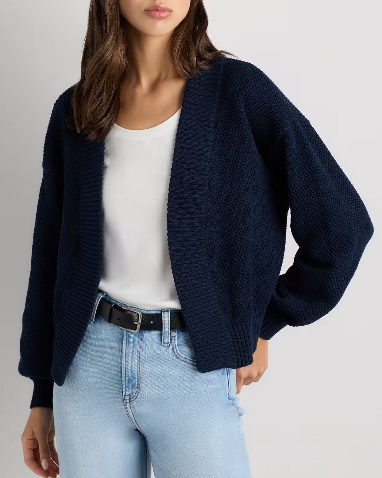 Organic Cotton Waffle Stitch Open Cardigan