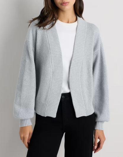 Organic Cotton Waffle Stitch Open Cardigan