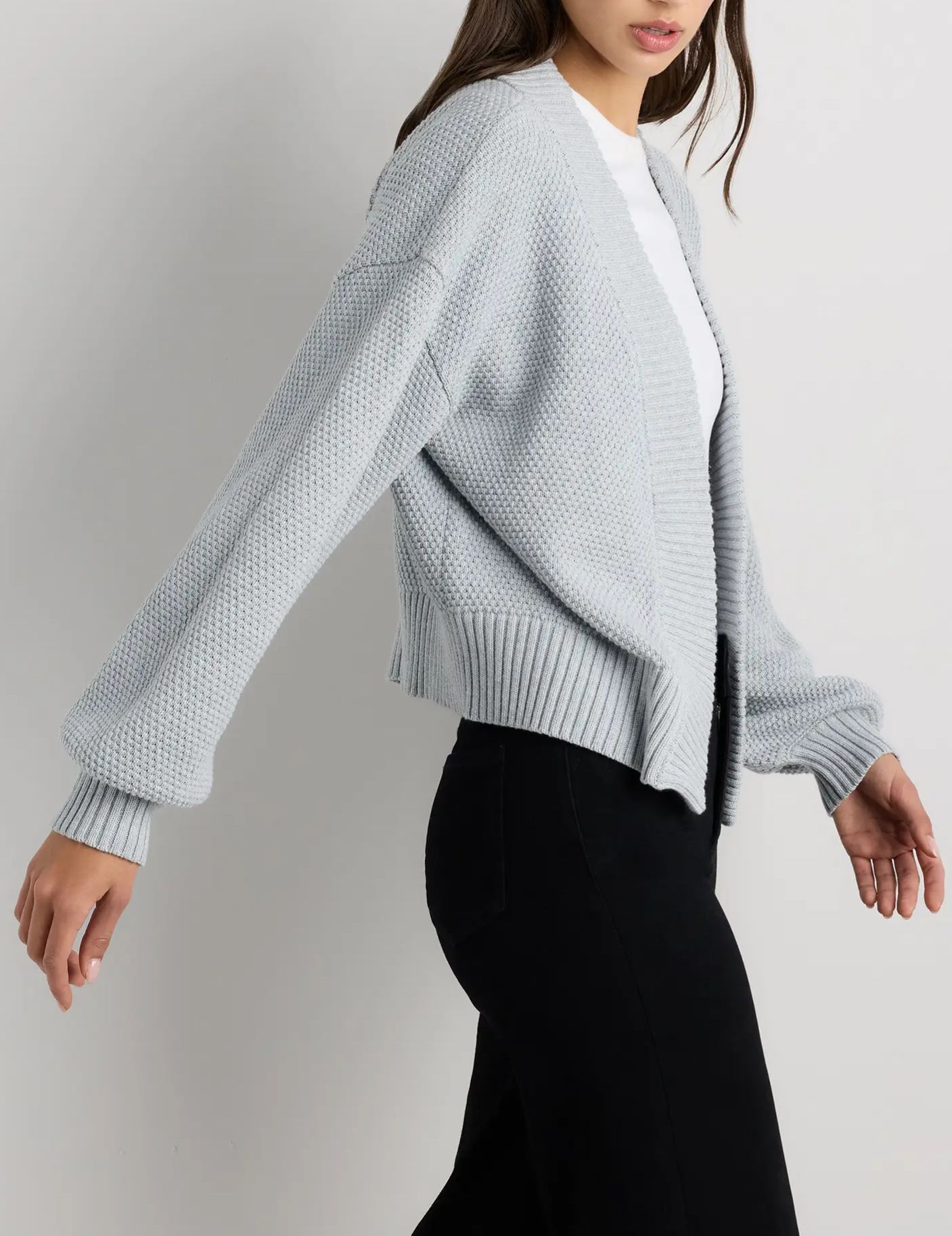 Organic Cotton Waffle Stitch Open Cardigan