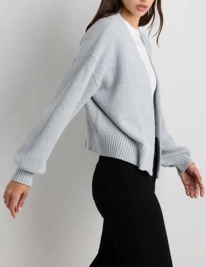 Organic Cotton Waffle Stitch Open Cardigan