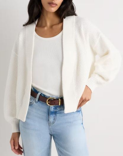 Organic Cotton Waffle Stitch Open Cardigan