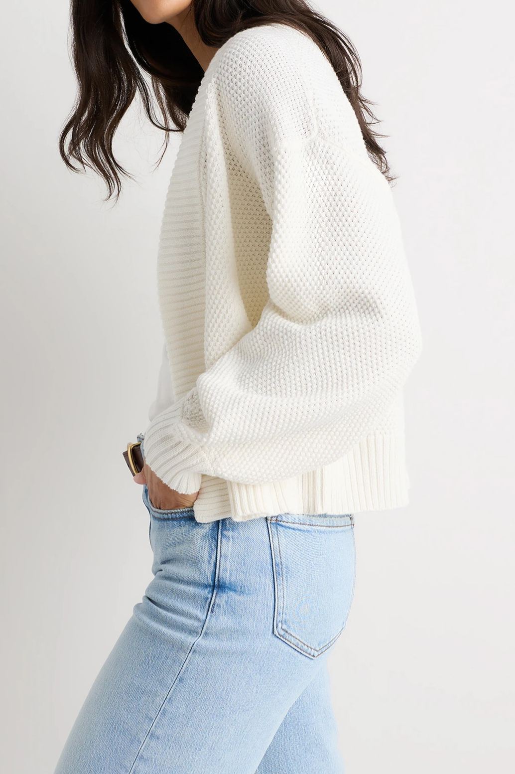 Organic Cotton Waffle Stitch Open Cardigan