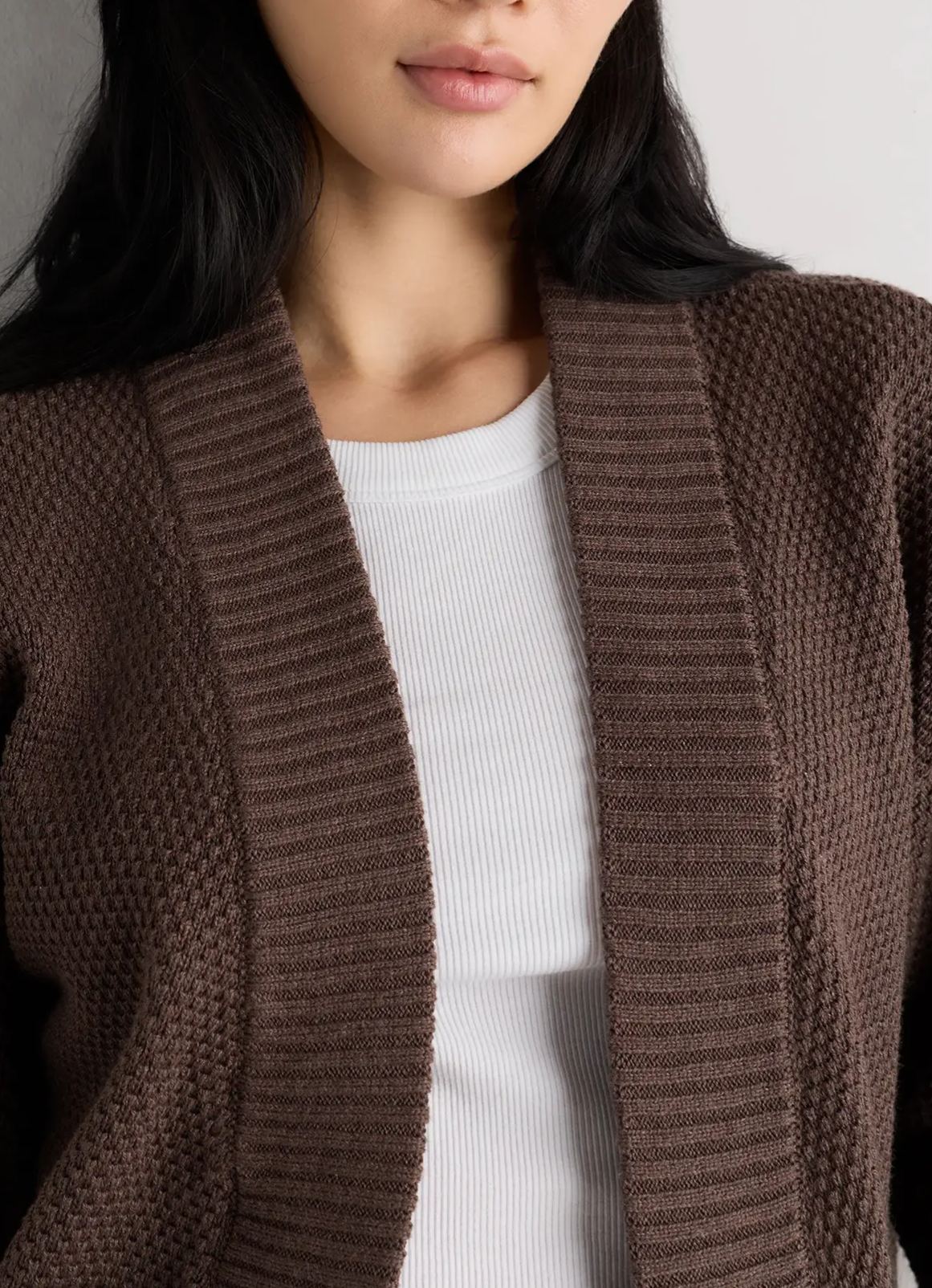 Organic Cotton Waffle Stitch Open Cardigan