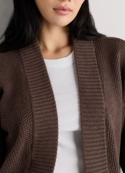 Organic Cotton Waffle Stitch Open Cardigan