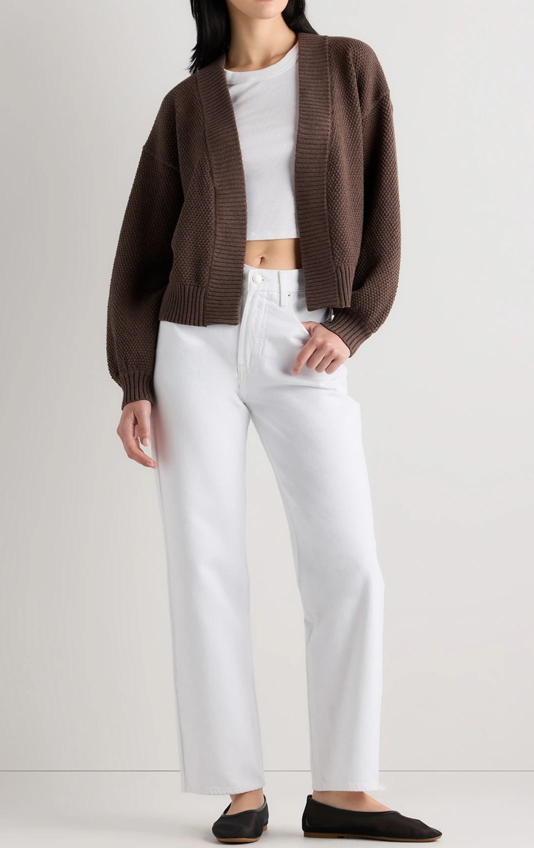 Organic Cotton Waffle Stitch Open Cardigan
