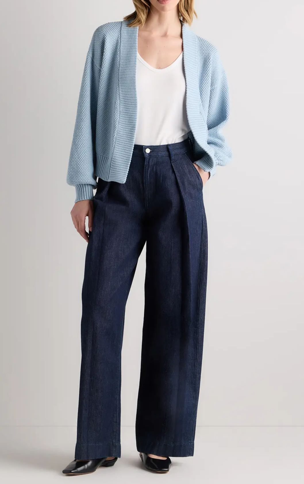Organic Cotton Waffle Stitch Open Cardigan