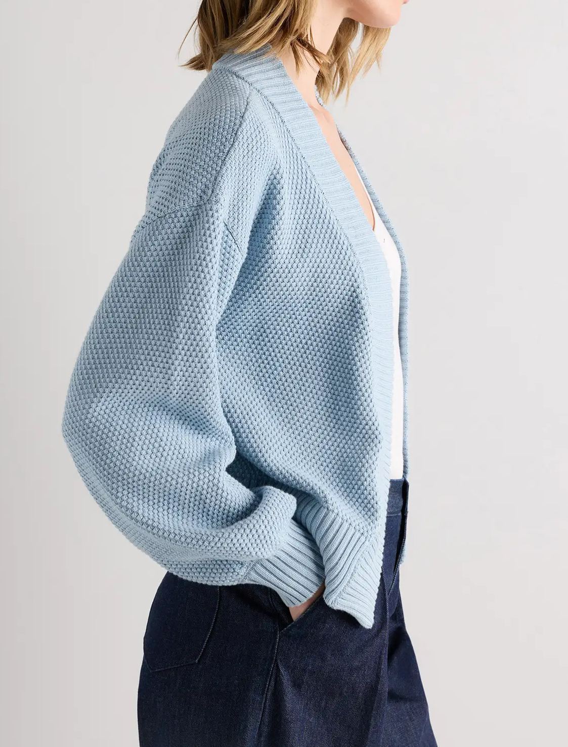 Organic Cotton Waffle Stitch Open Cardigan