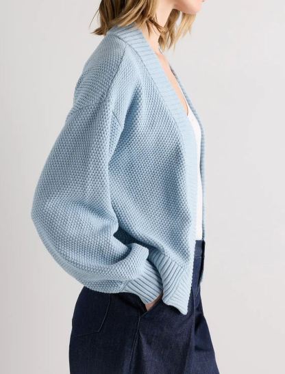 Organic Cotton Waffle Stitch Open Cardigan