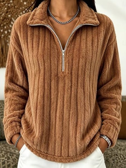 Women's Zip Up Sweatshirts Plain Fashion Casual Print Long Sleeve Hooded Regular Tops