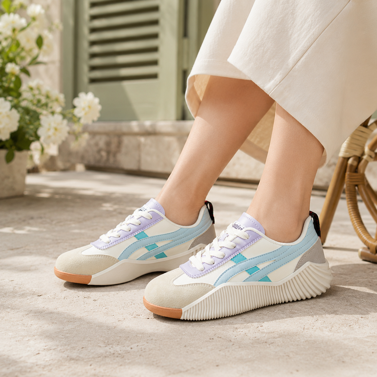✨ Baskets Compensées Rétro – Style Dynamique, Semelle Sculptée & Confort au Quotidien 👟