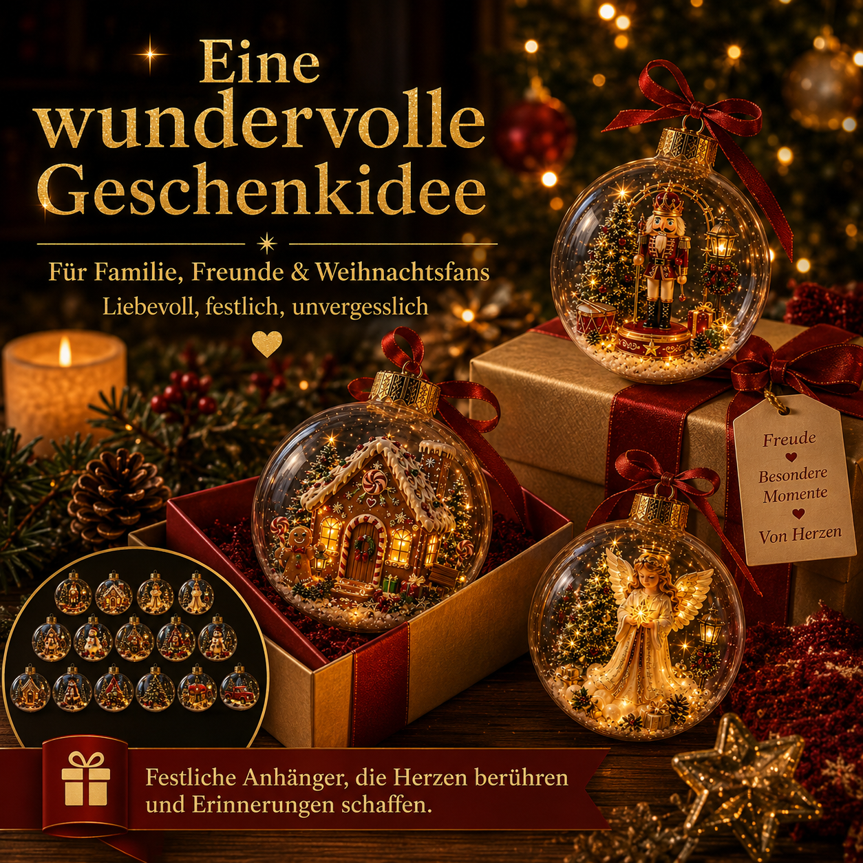 Weihnachtsornamente als festliche Geschenkidee