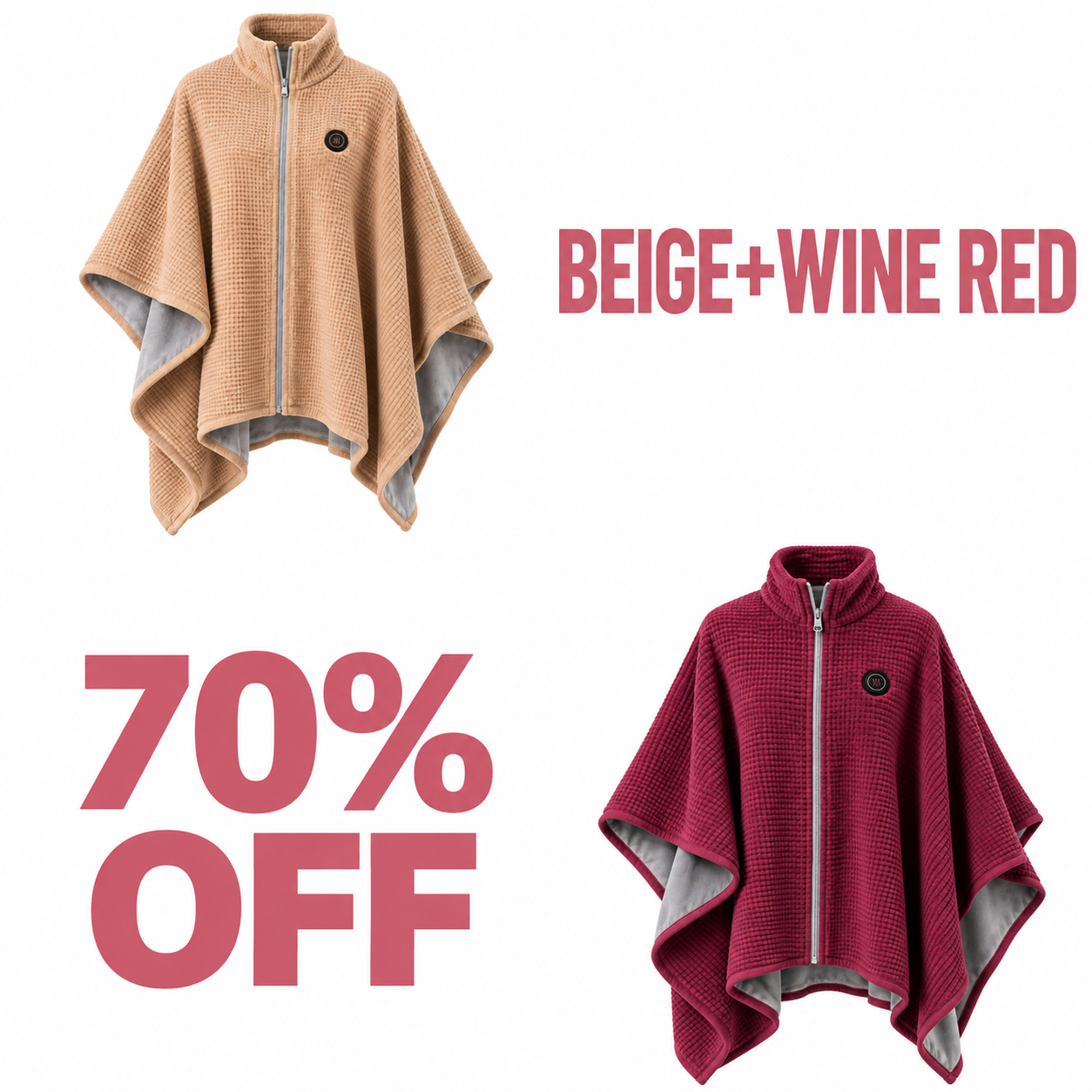 ✨Last Day 50% OFF🔥Wearable Heated Blanket Shawl | Portable USB-Powered Warmth for Home, Work & Outdoors(buy 2 free shipping) - Beige + Wine Red bundle