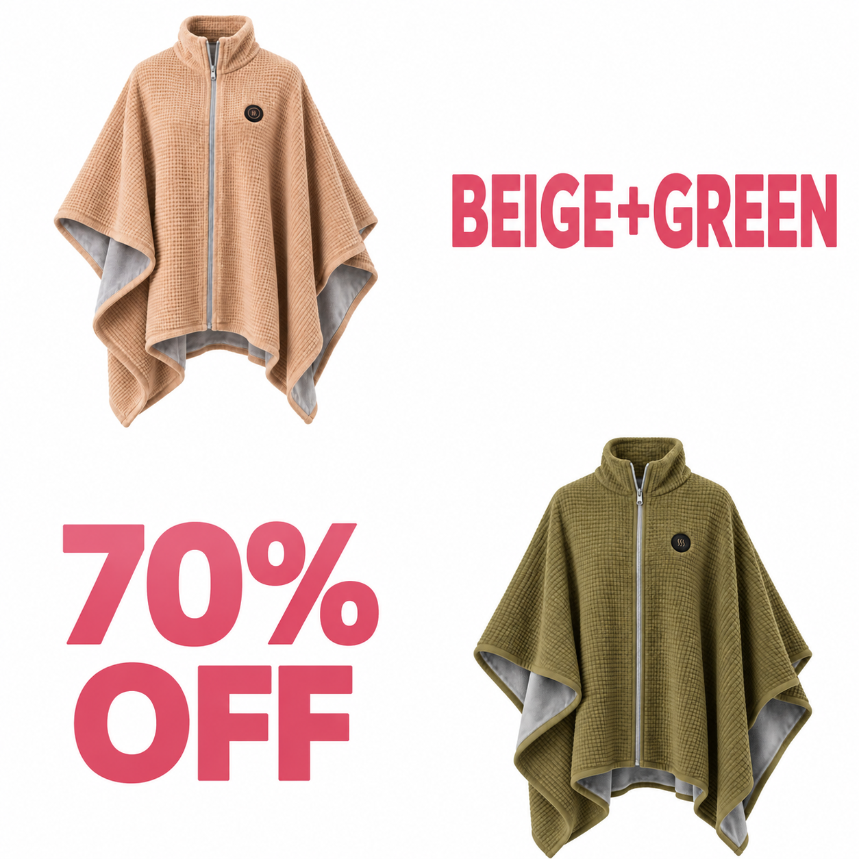 ✨Last Day 50% OFF🔥Wearable Heated Blanket Shawl | Portable USB-Powered Warmth for Home, Work & Outdoors(buy 2 free shipping) - Beige + Green bundle