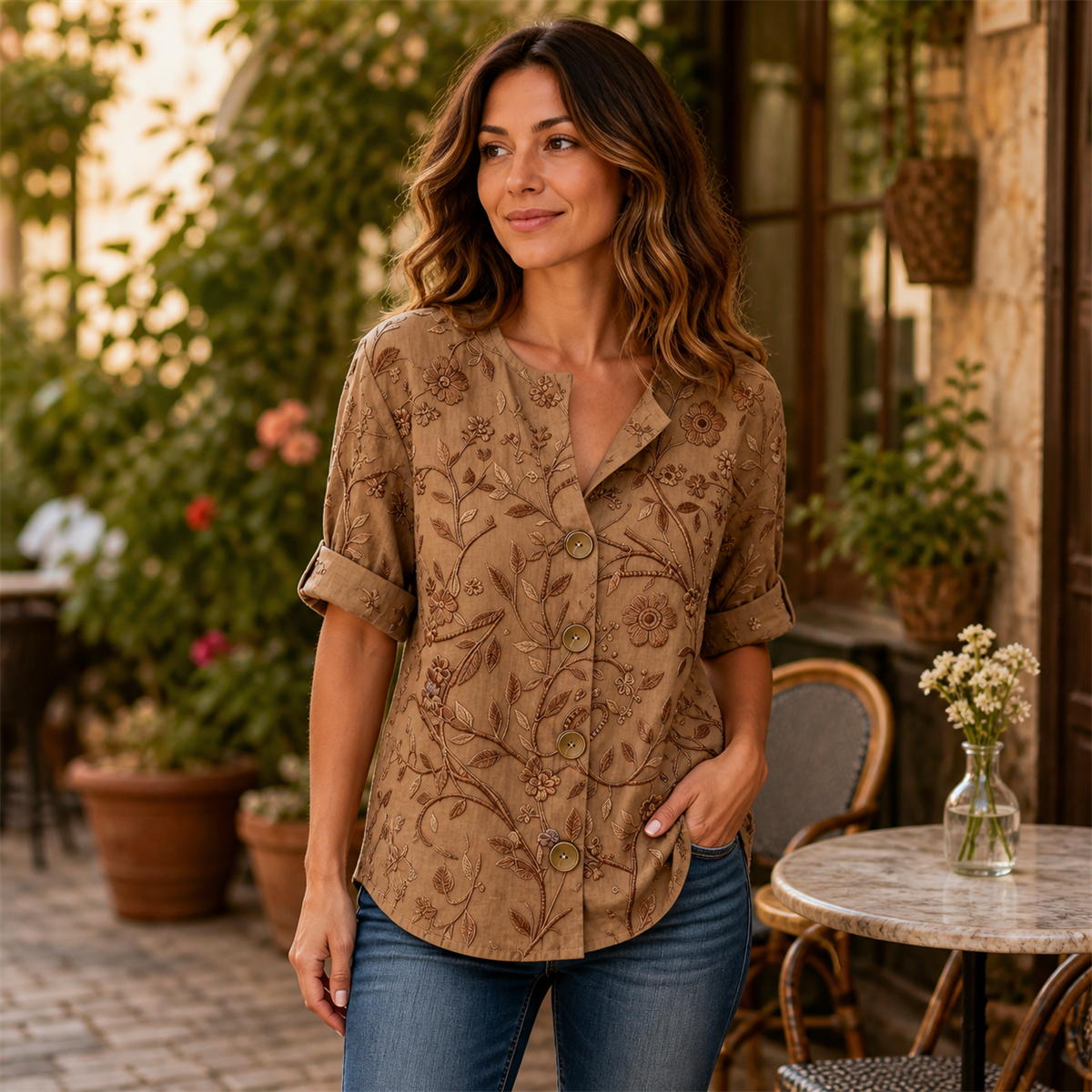 Women embroidered floral shirt 2