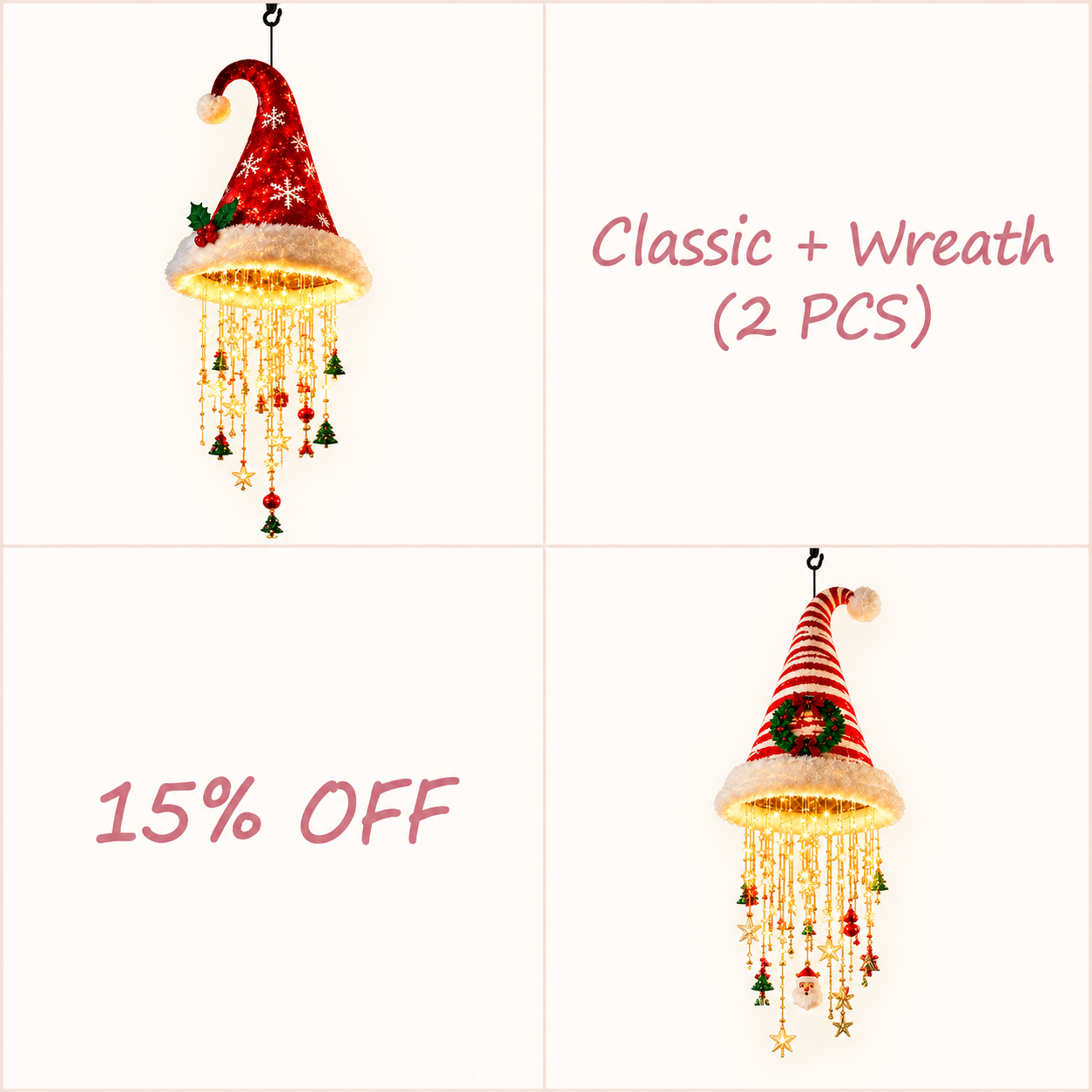 ✨✨✨ Christmas Hat Hanging Lights – Magical Holiday Porch Decor
