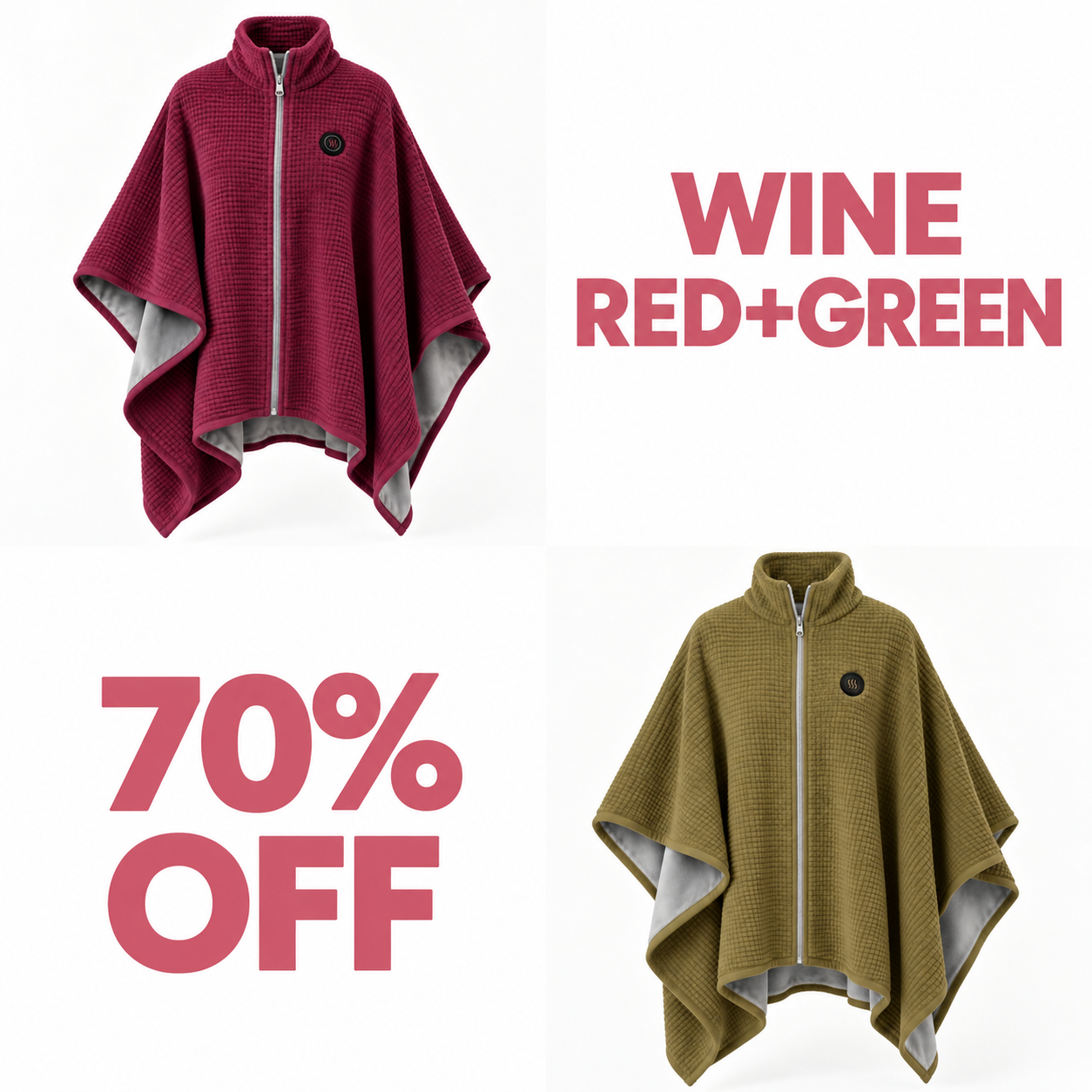 ✨Last Day 50% OFF🔥Wearable Heated Blanket Shawl | Portable USB-Powered Warmth for Home, Work & Outdoors(buy 2 free shipping) - Wine Red + Green bundle