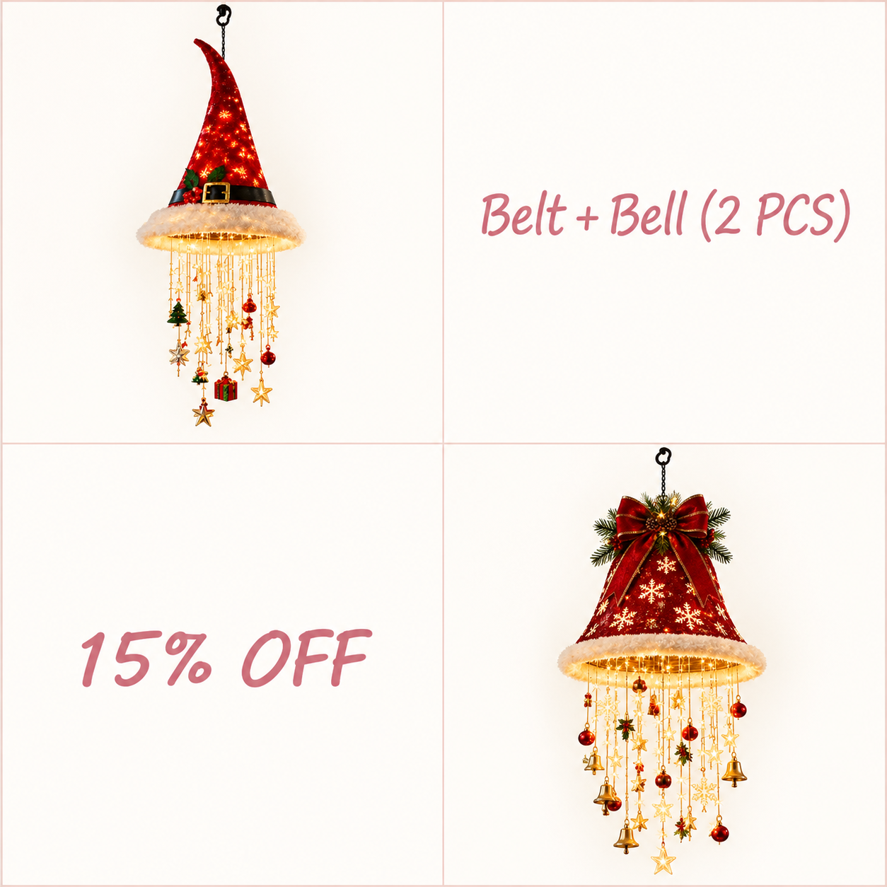 ✨✨✨ Christmas Hat Hanging Lights – Magical Holiday Porch Decor