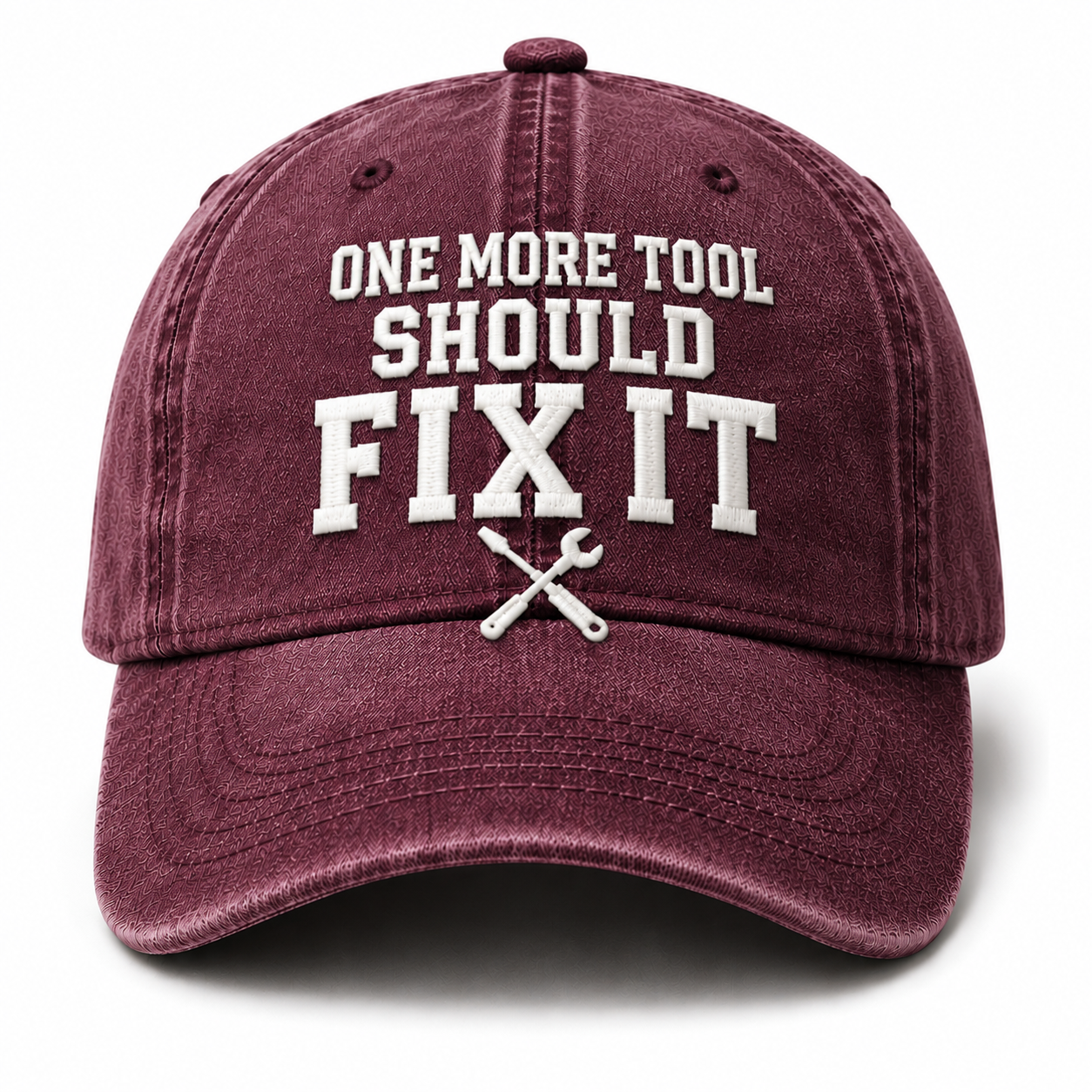Men’s Vintage “One More Tool Should Fix It” Embroidered Baseball Cap – Adjustable Washed Cotton Workwear Hat