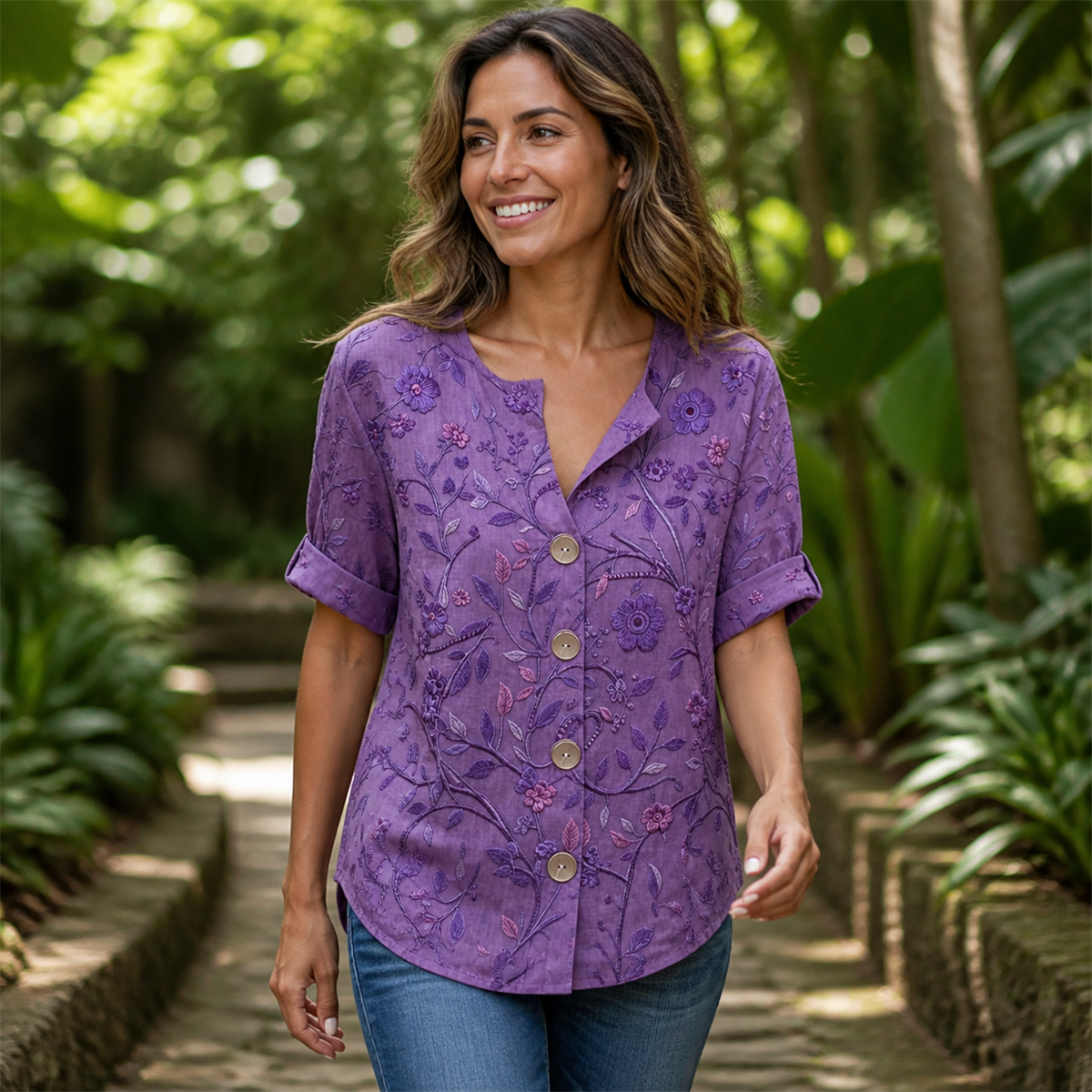 Women embroidered floral shirt 5
