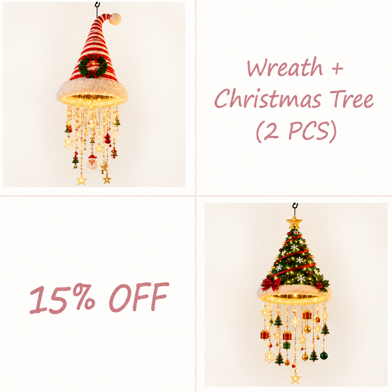 ✨✨✨ Christmas Hat Hanging Lights – Magical Holiday Porch Decor
