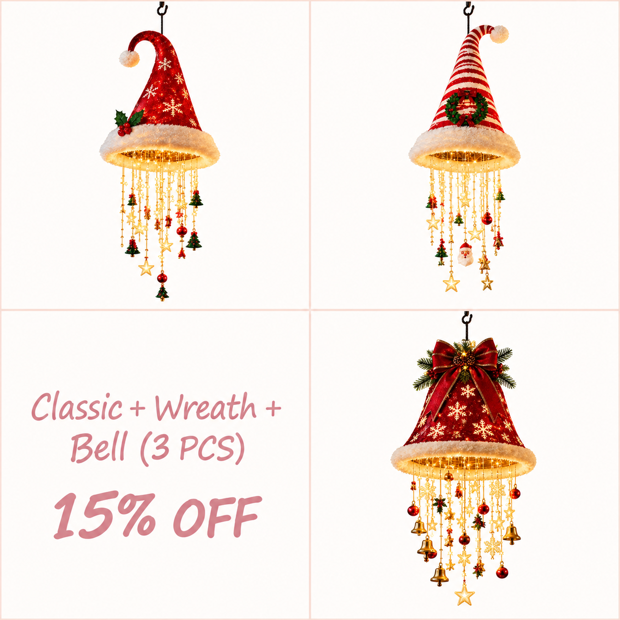 ✨✨✨ Christmas Hat Hanging Lights – Magical Holiday Porch Decor