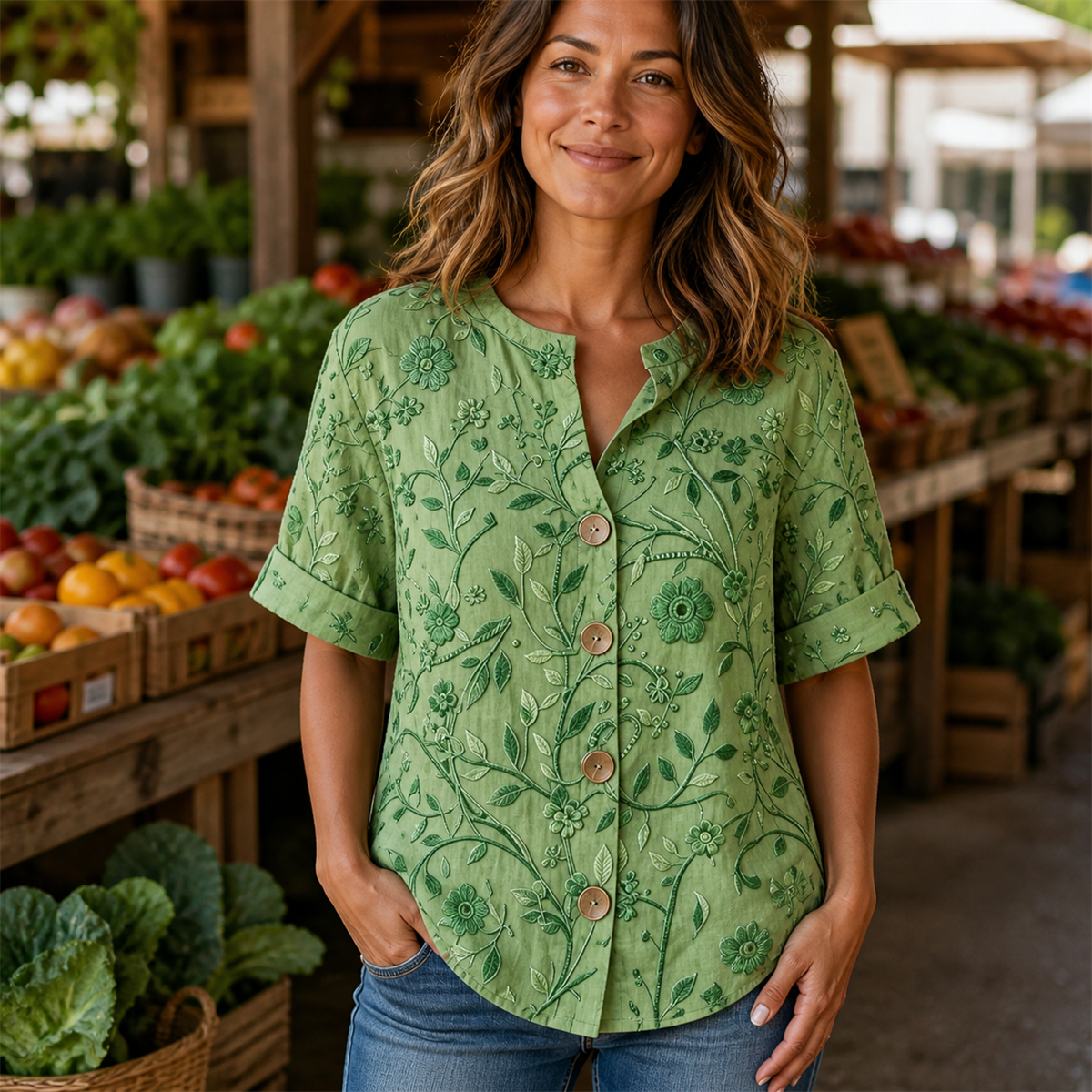 Women embroidered floral shirt 6