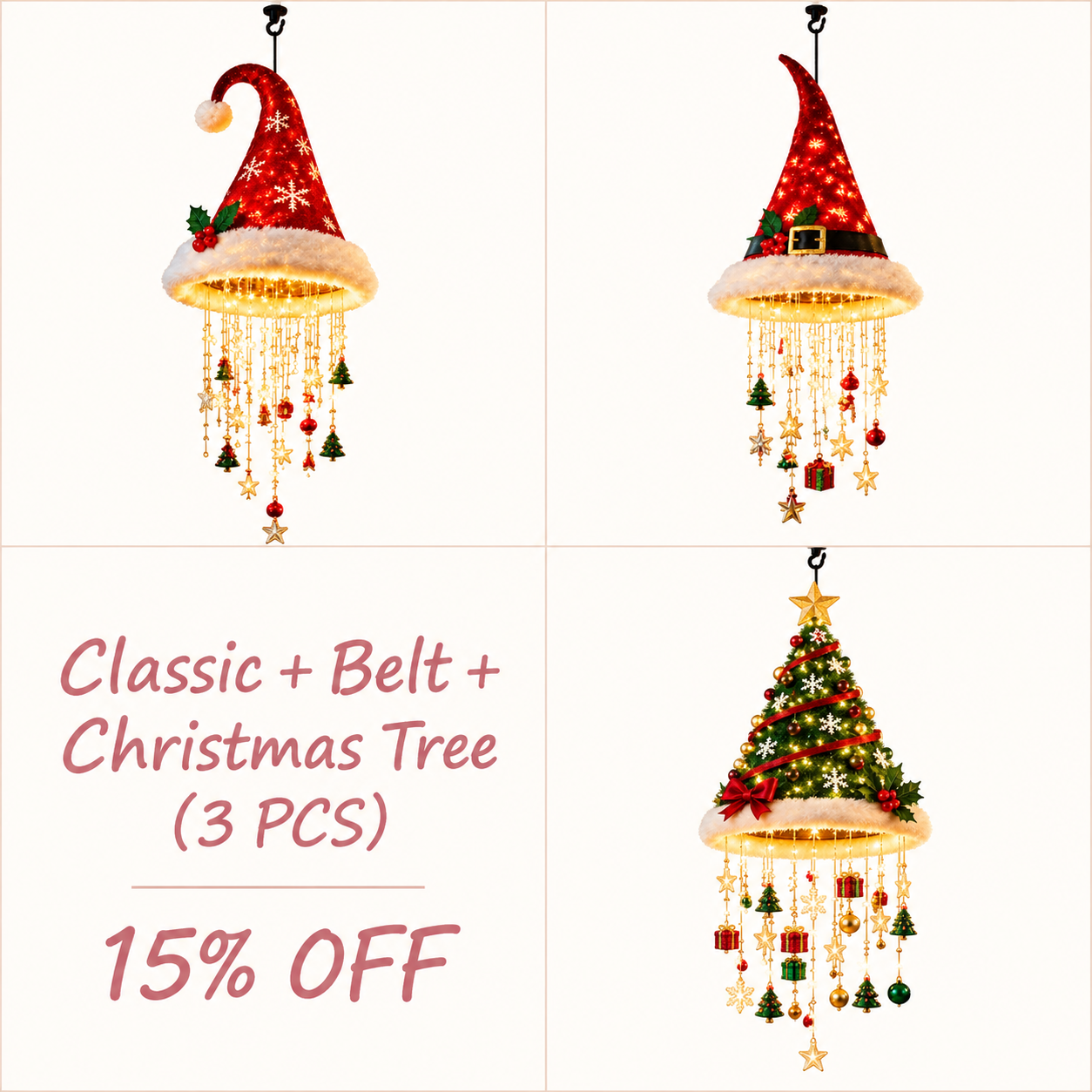 ✨✨✨ Christmas Hat Hanging Lights – Magical Holiday Porch Decor