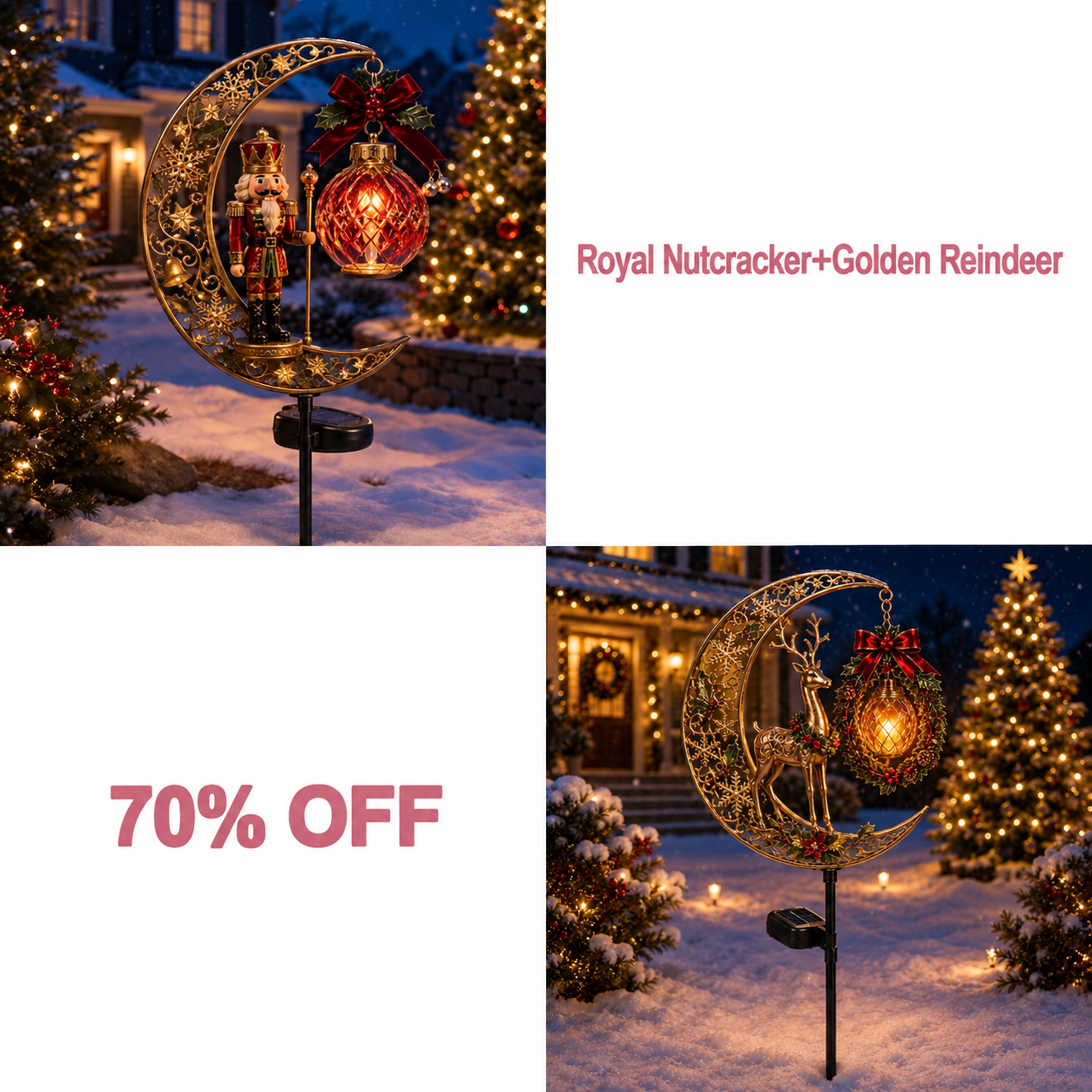 📢📢 LAST DAY 70% OFF!!  -Solar Christmas Crescent Garden Light 🎄✨ - 🎖️ Royal Nutcracker + 🦌 Golden Reindeer bundle