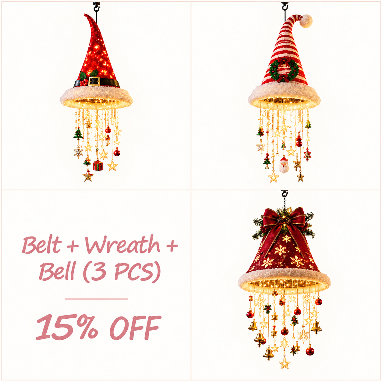 ✨✨✨ Christmas Hat Hanging Lights – Magical Holiday Porch Decor