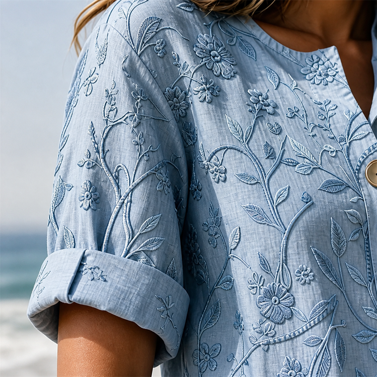 Women embroidered floral shirt 8