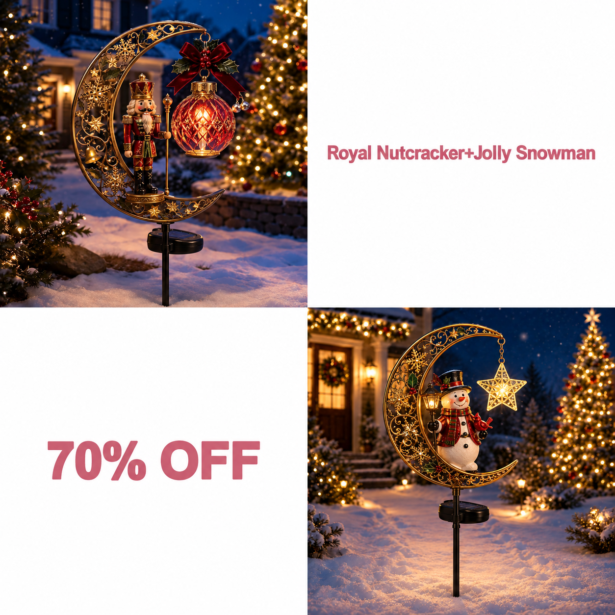 📢📢 LAST DAY 70% OFF!!  -Solar Christmas Crescent Garden Light 🎄✨ - 🎖️ Royal Nutcracker + ☃️ Jolly Snowman bundle