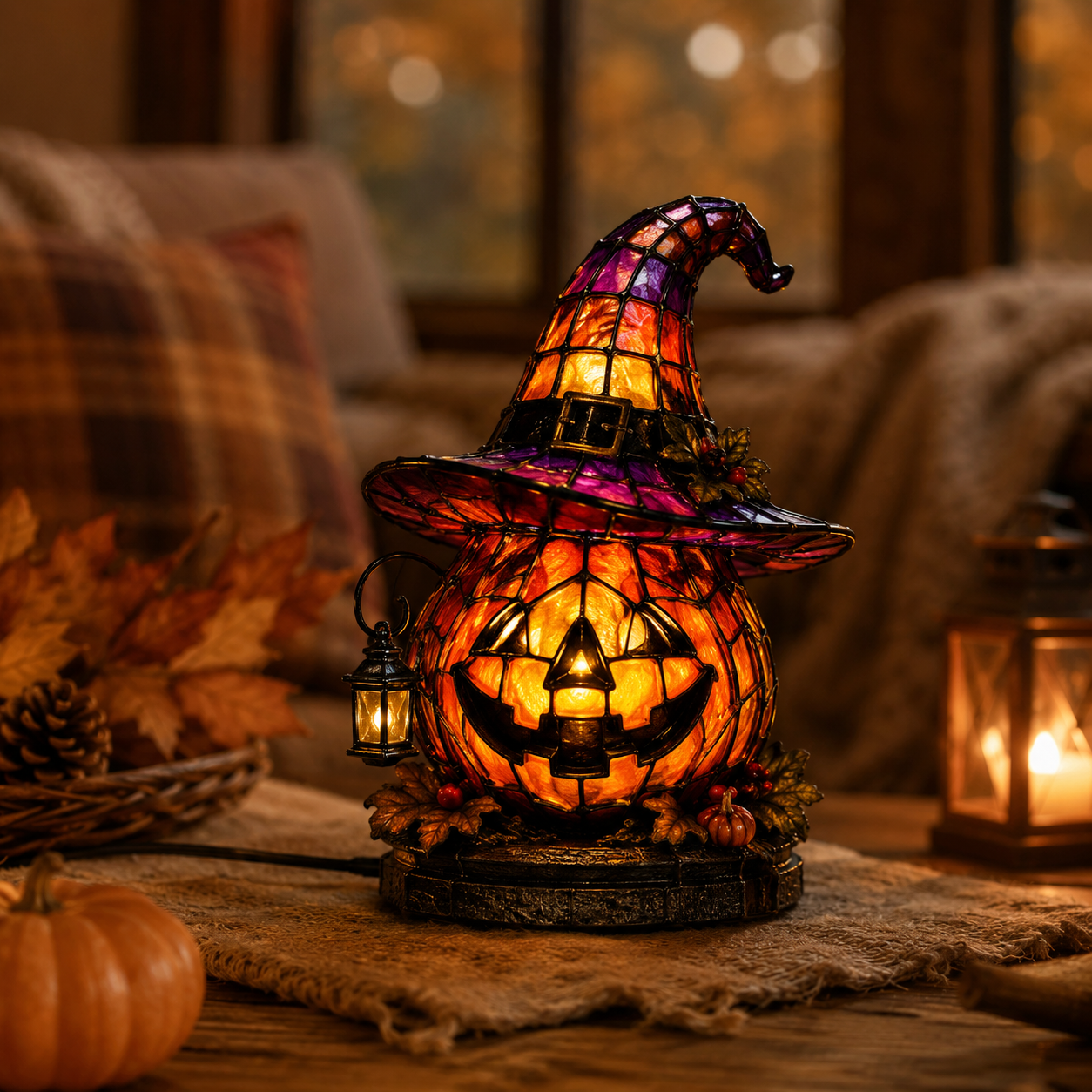 🎃 **Magical Stained-Glass Halloween Lights – Spooky Glow for a Cozy Home ✨**