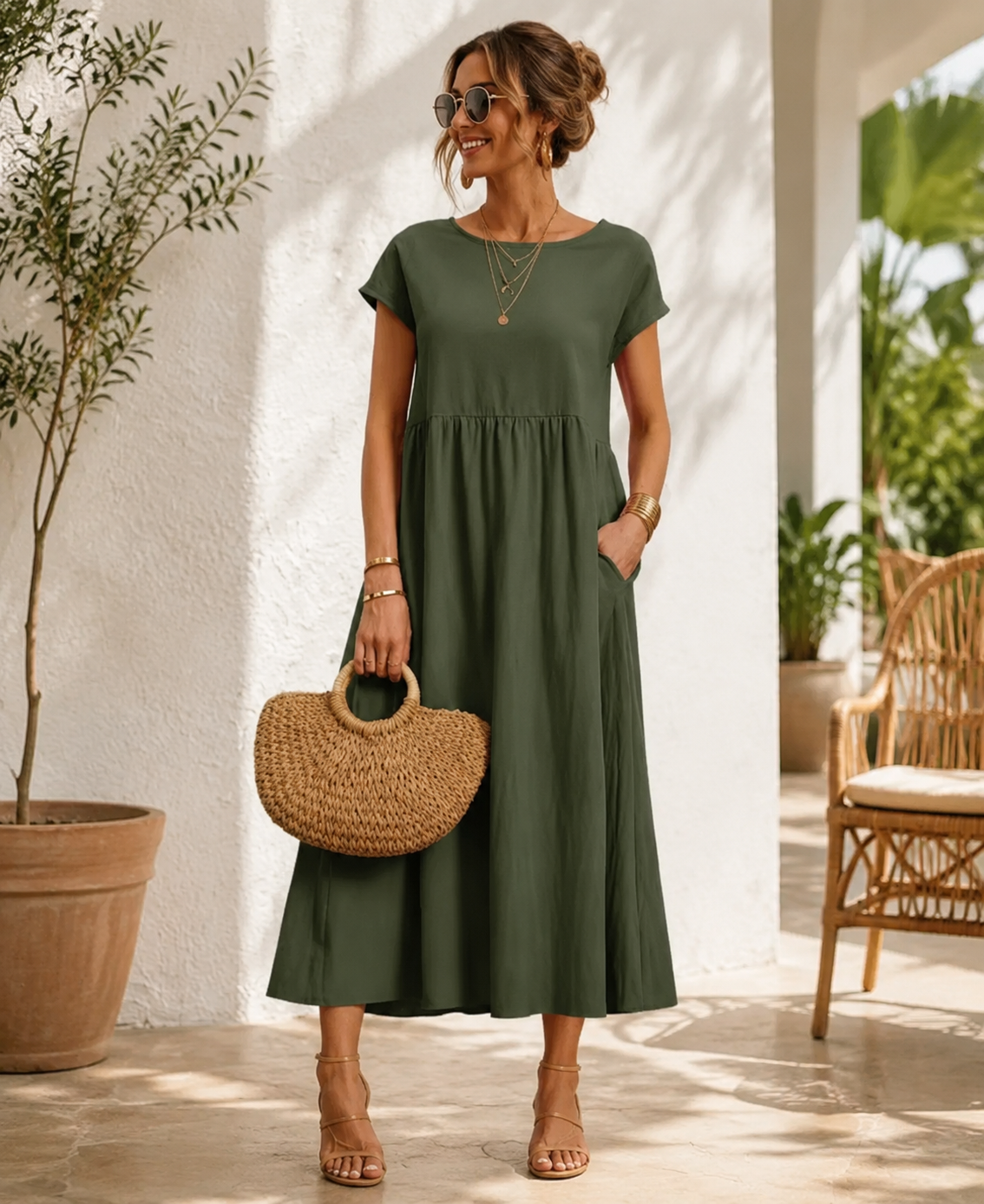Women's Casual Midi Dress / Summer Swing Dress