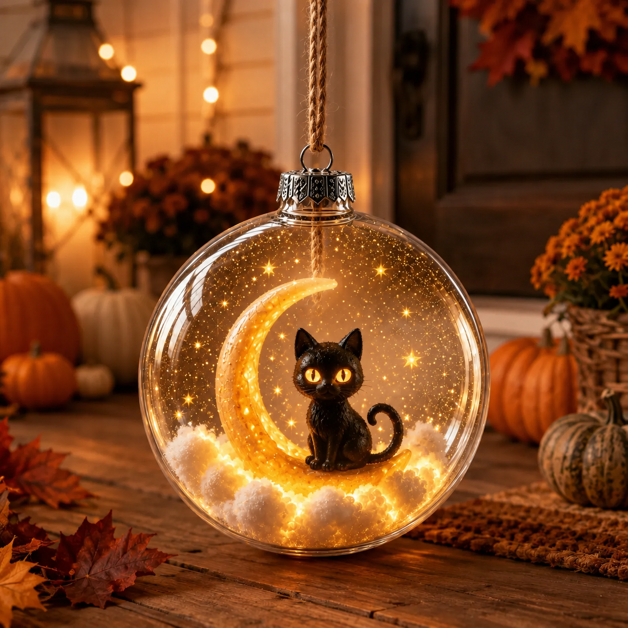 🎃✨ Enchanted Halloween Glowing Ornament – Cozy Light-Up Ghost, Witch, Cat & Pumpkin Décor 👻🐈‍⬛