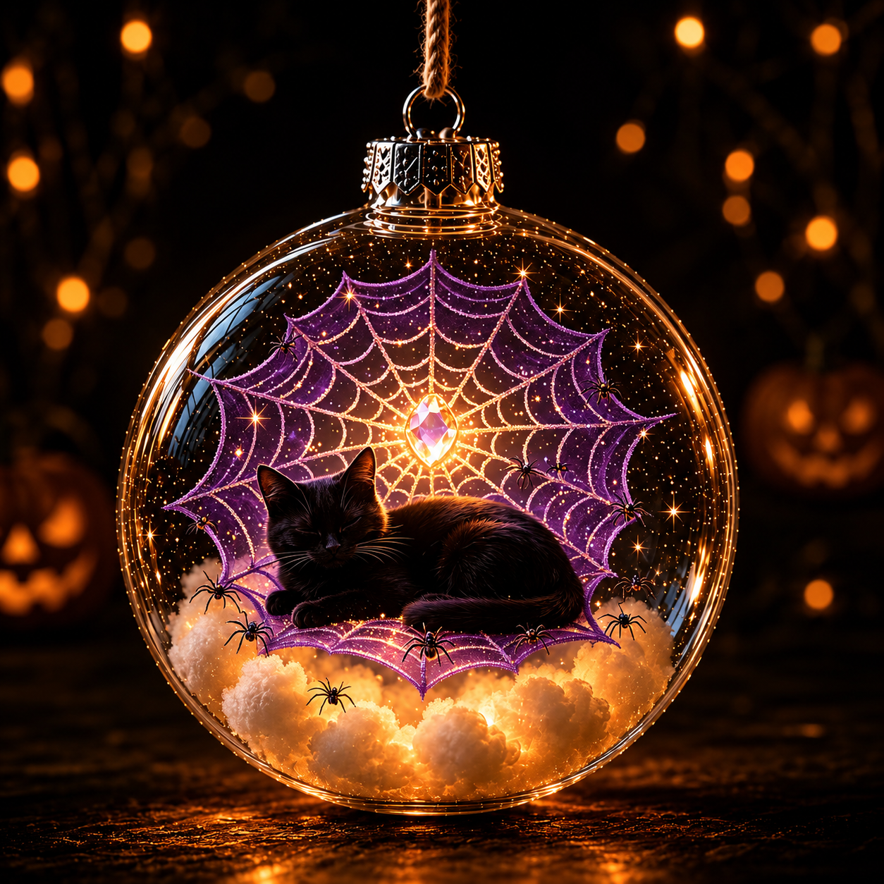 🎃✨ Enchanted Halloween Glowing Ornament – Cozy Light-Up Ghost, Witch, Cat & Pumpkin Décor 👻🐈‍⬛