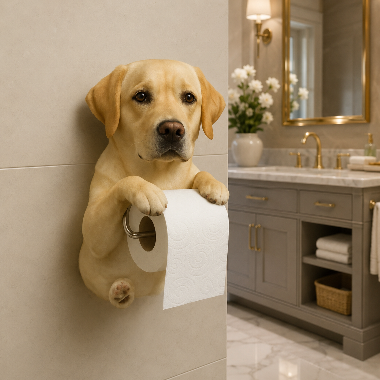 🐾 Adorable Dog Toilet Paper Holder – Playful Bathroom Décor with Everyday Convenience 🧻✨