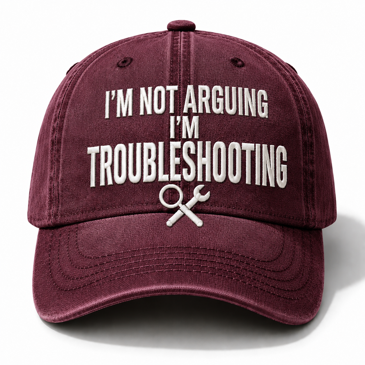 Men’s “I’m Not Arguing, I’m Troubleshooting” Vintage Washed Baseball Cap – Adjustable Casual Hat