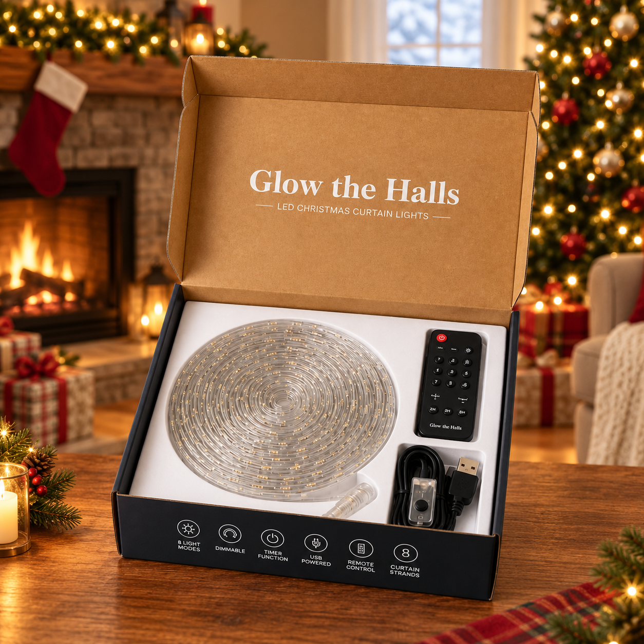 🎄✨Christmas Outdoor LED Curtain Lights – Create a Magical Holiday Glow